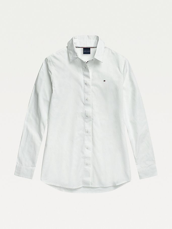 Women's Tommy Hilfiger Adaptive Pure Oxford Cotton Shirts White | USA-XMSKCY