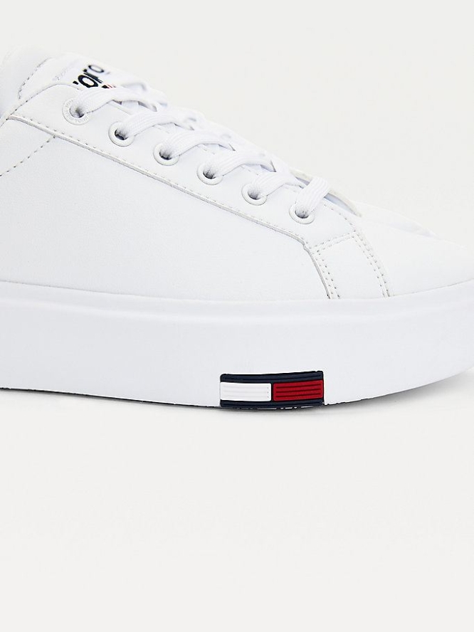 Best Rated Tommy Hilfiger Sneakers Sales - Womens Cupsole Flatform White