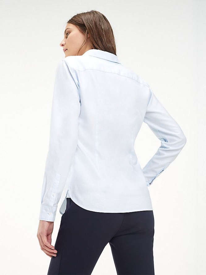 Women's Tommy Hilfiger Heritage Oxford Regular Fit Shirts White | USA-ZSQIAW