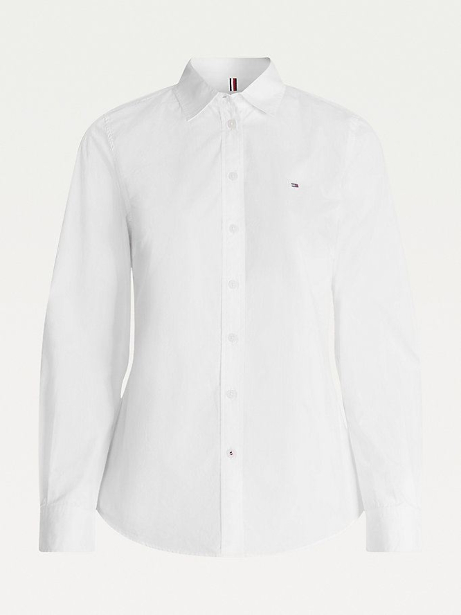 Women's Tommy Hilfiger Organic Cotton Stripe Shirts White | USA-XEJLGO