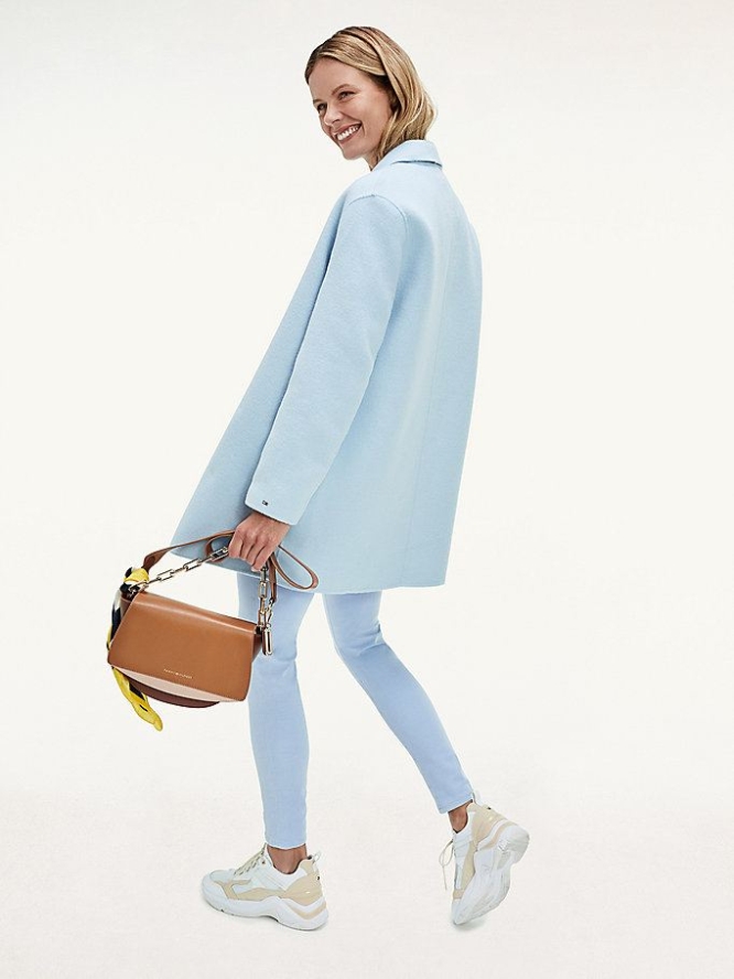 Women's Tommy Hilfiger Wool Blend Single Breasted Jackets & Coats Blue | USA-DKSOGV