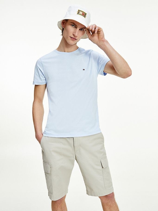 Men's Tommy Hilfiger Essential Organic Cotton Jersey T-Shirts & Polos Blue | USA-TKEVJN