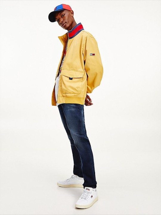 Men's Tommy Hilfiger Organic Cotton Flag Collar Bomber Jackets & Coats Gold | USA-LMKAON
