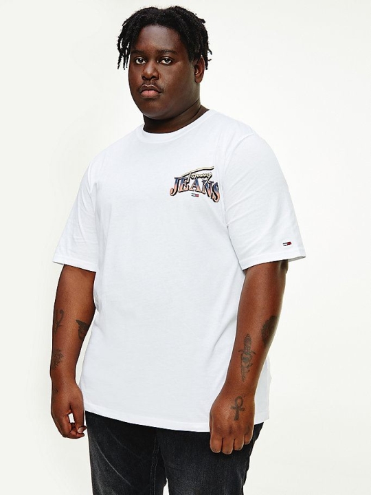 Men's Tommy Hilfiger Plus Organic Cotton Back Logo T-Shirts & Polos White | USA-HMCQNY