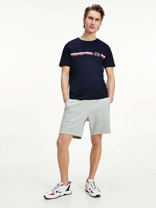 Men's Tommy Hilfiger Signature Detailing Organic Cotton T-Shirts & Polos Dark Blue | USA-HDQBTG