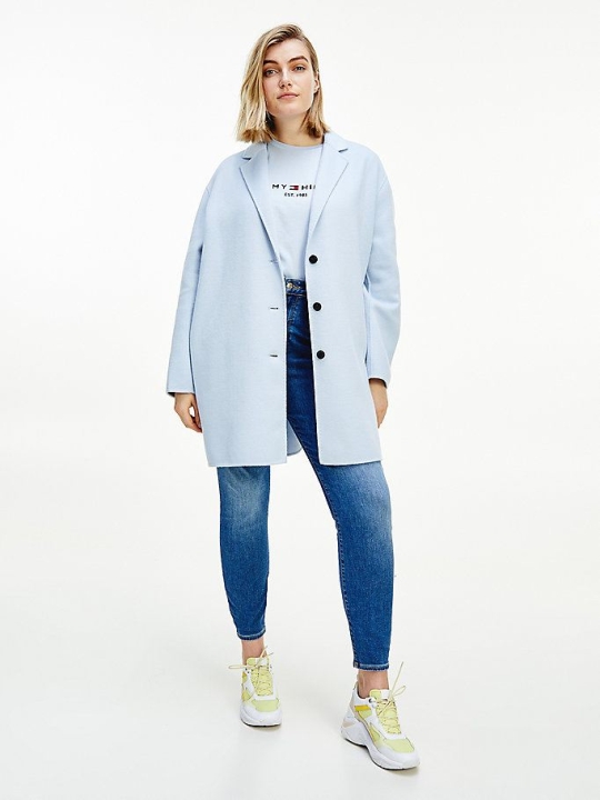 Women's Tommy Hilfiger Curve Wool Blend Jackets & Coats Blue | USA-AGMRWS