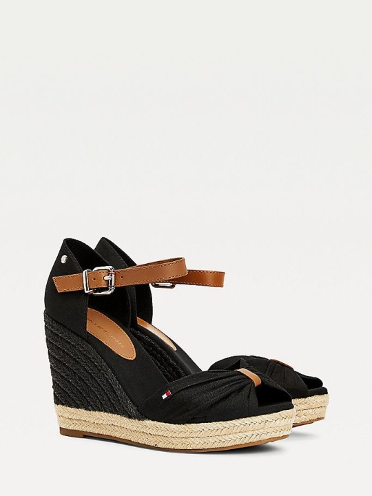 Women's Tommy Hilfiger Essential Colour-Blocked Wedge Wedges Sandals Black | USA-USPFKJ