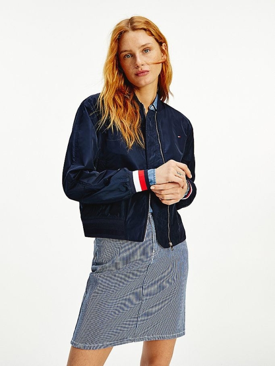 Women's Tommy Hilfiger Essential Water Repellent Bomber Jackets & Coats Dark Blue | USA-TCIPGQ