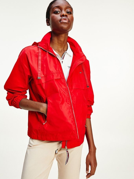Women's Tommy Hilfiger Essential Windbreaker Jackets & Coats Red | USA-MGYVKR